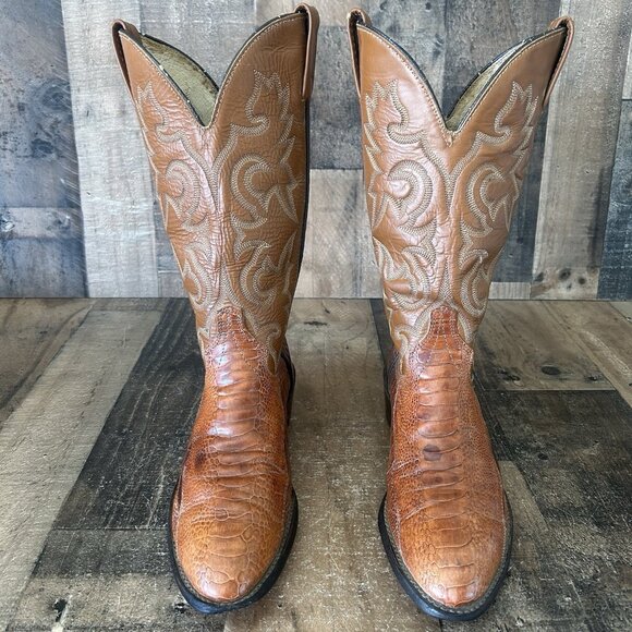 J Chisholm Vintage Ostrich Leg Western Cowboy Boots Mens 8 EE - Picture 8 of 12